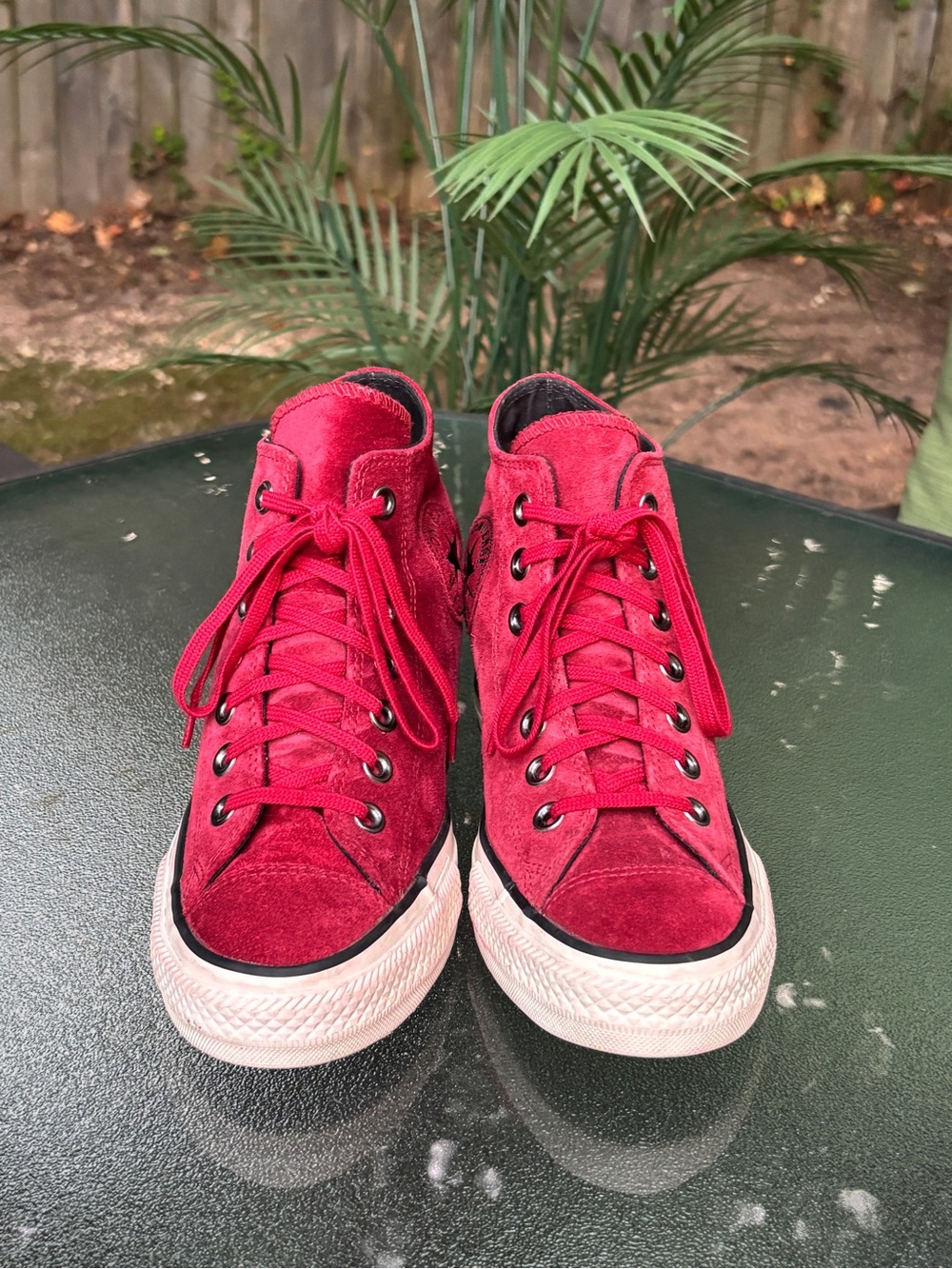 Converse - Red Suede High-Top Sneakers w/Hidden Heel Lift
